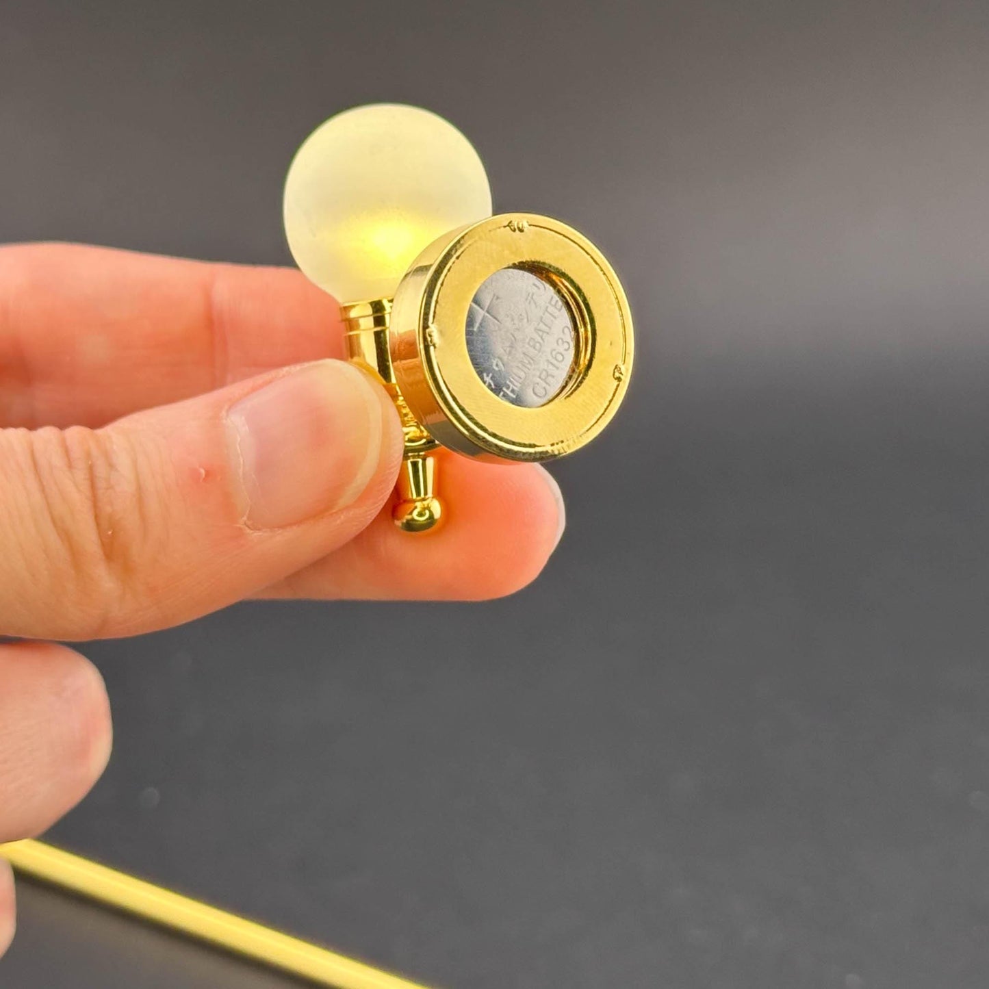 Miniature Touchless operation with Wand 1:12 frosted Globe Wall Sconce Brass LED Dollhouse No-touch No-Switch