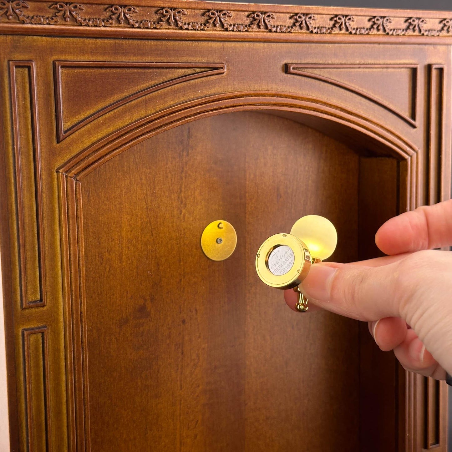 Miniature Touchless operation with Wand 1:12 frosted Globe Wall Sconce Brass LED Dollhouse No-touch No-Switch
