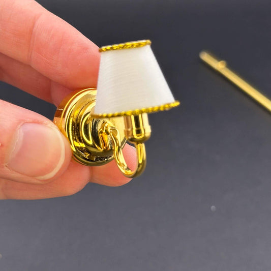 Miniature Touchless operation with Wand 1:12 brass Wall sconce classic gold lamp LED light Dollhouse No-touch No-Switch Stick Fairy Magic