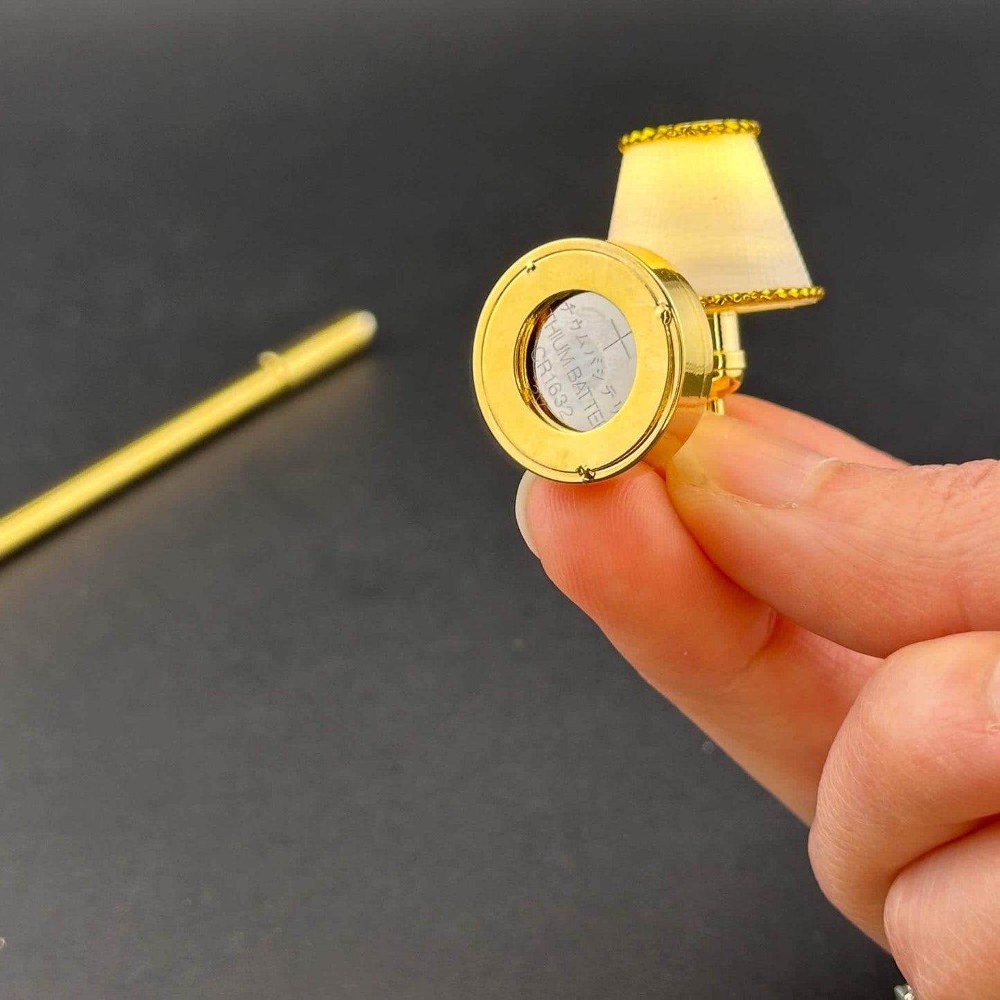 Miniature Touchless operation with Wand 1:12 brass Wall sconce classic gold lamp LED light Dollhouse No-touch No-Switch Stick Fairy Magic