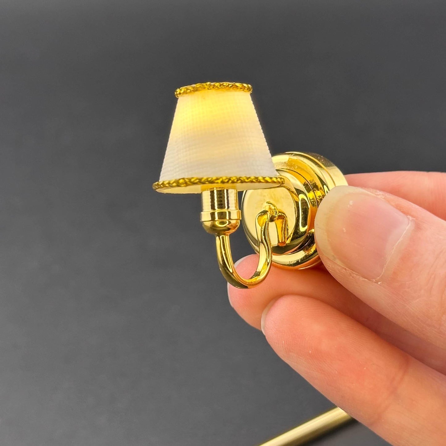 Miniature Touchless operation with Wand 1:12 brass Wall sconce classic gold lamp LED light Dollhouse No-touch No-Switch Stick Fairy Magic