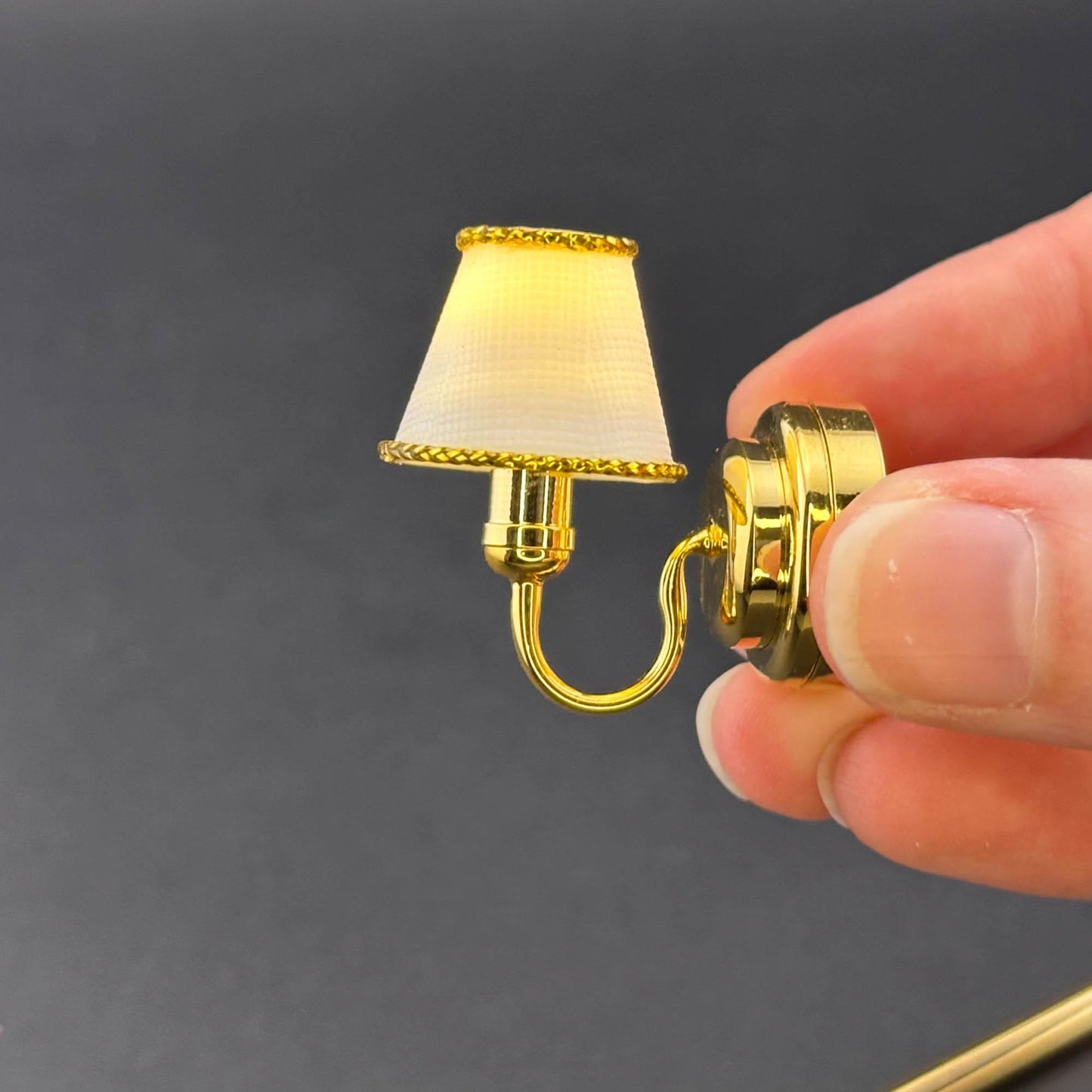 Miniature Touchless operation with Wand 1:12 brass Wall sconce classic gold lamp LED light Dollhouse No-touch No-Switch Stick Fairy Magic