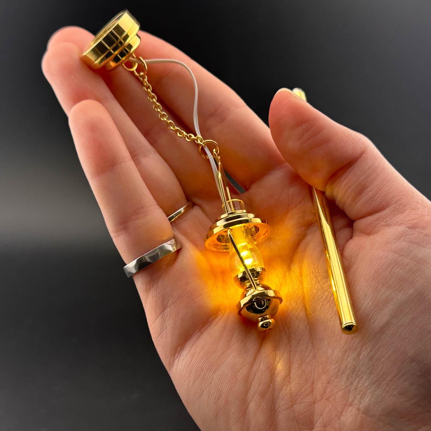 Miniature brass ceiling lamp Touchless operation with wand oil clear hade LED light 1:12 scale for dollhouse No-touch No-Switch