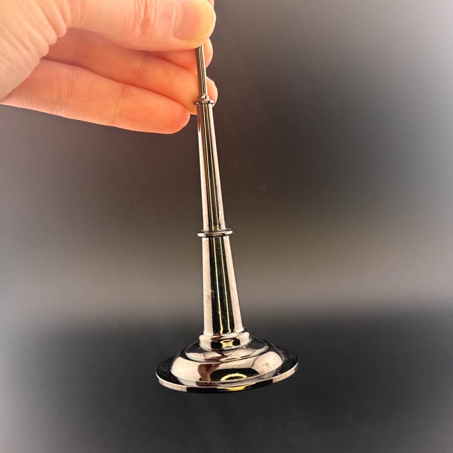 1:12 Scale Miniature Triple Globe LED Street Lamp – 8” H, Gunmetal Black, Touchless Sensor with Wand, Three Clear Glass Globes. dollhouse