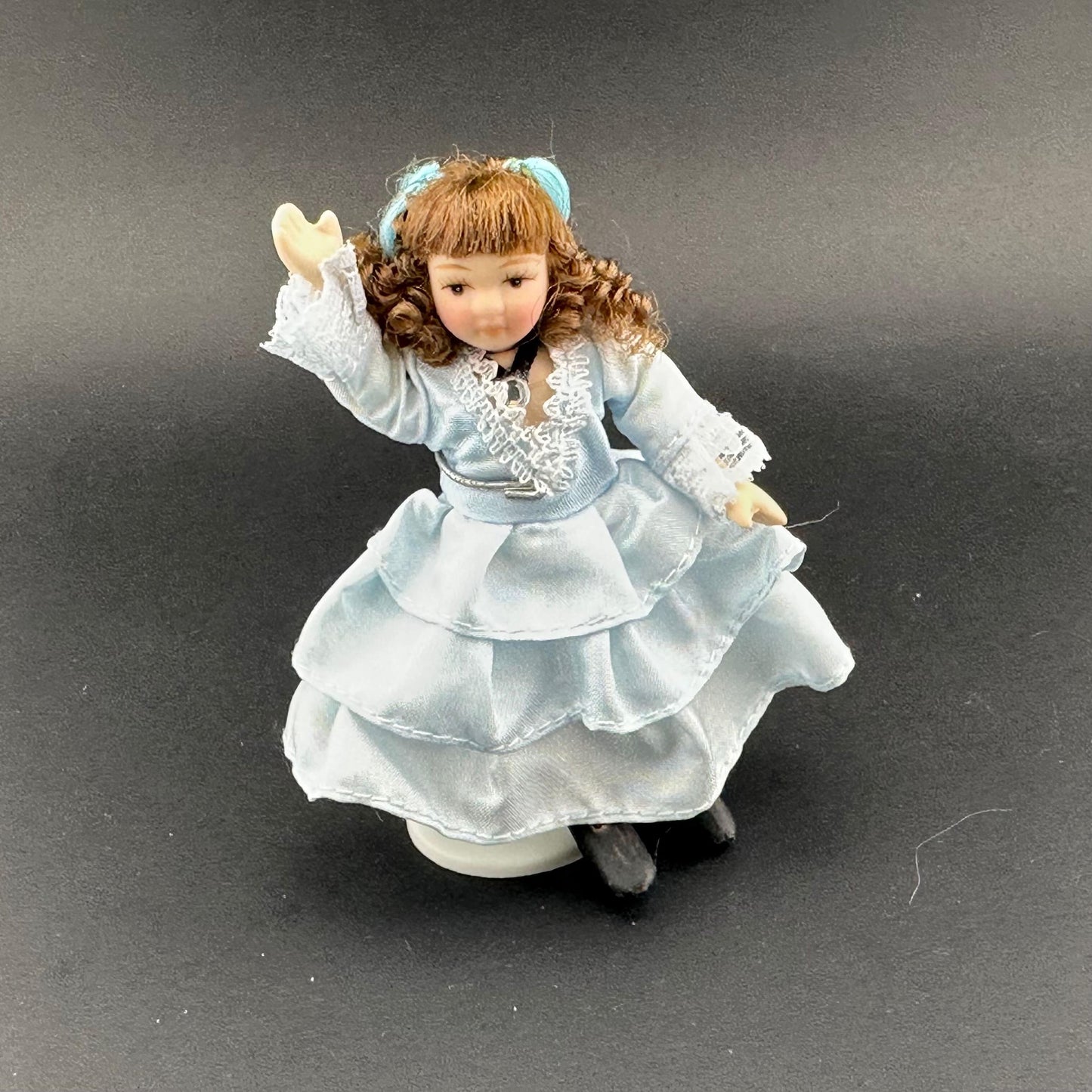 1:12 Scale Porcelain Doll – Victorian Girl in Blue Dress 4” Miniature Dollhouse Doll