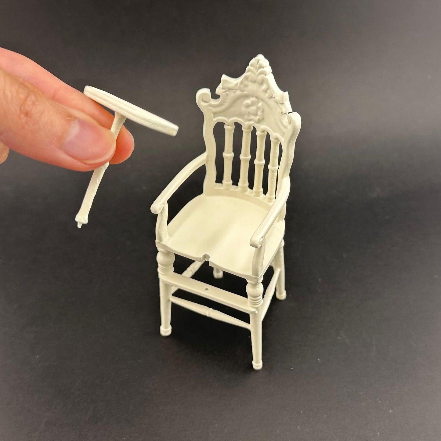 High chair white 1:12 quality dollhouse miniature wooden nursery room