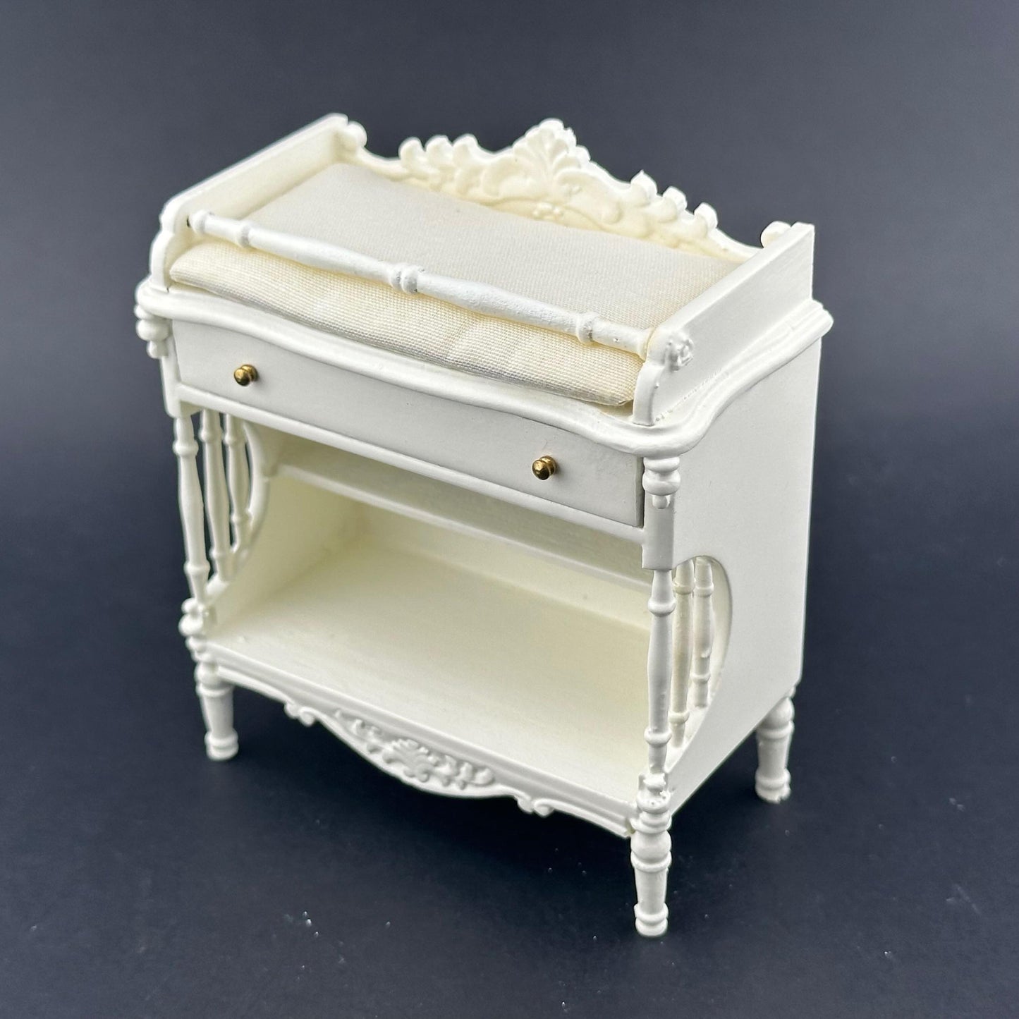 1:12 scale miniature changing table, white, quality dollhouse wooden nursery room