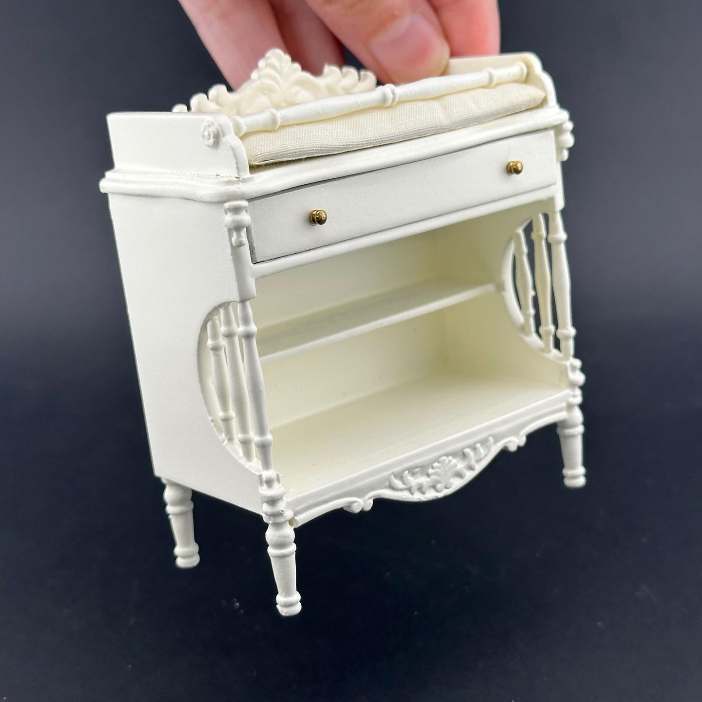 1:12 scale miniature changing table, white, quality dollhouse wooden nursery room