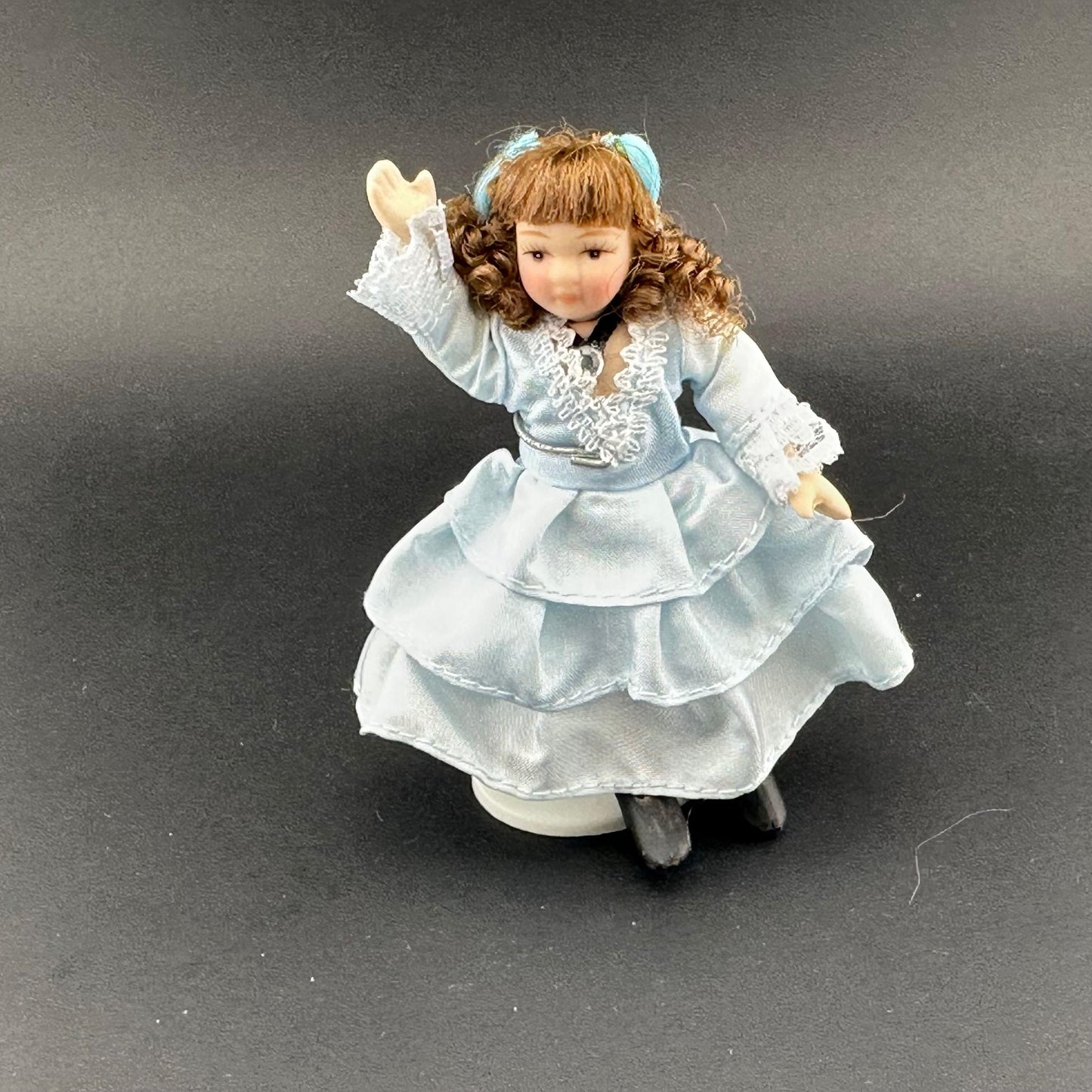 1:12 Scale Porcelain Doll – Victorian Girl in Blue Dress 4” Miniature Dollhouse Doll