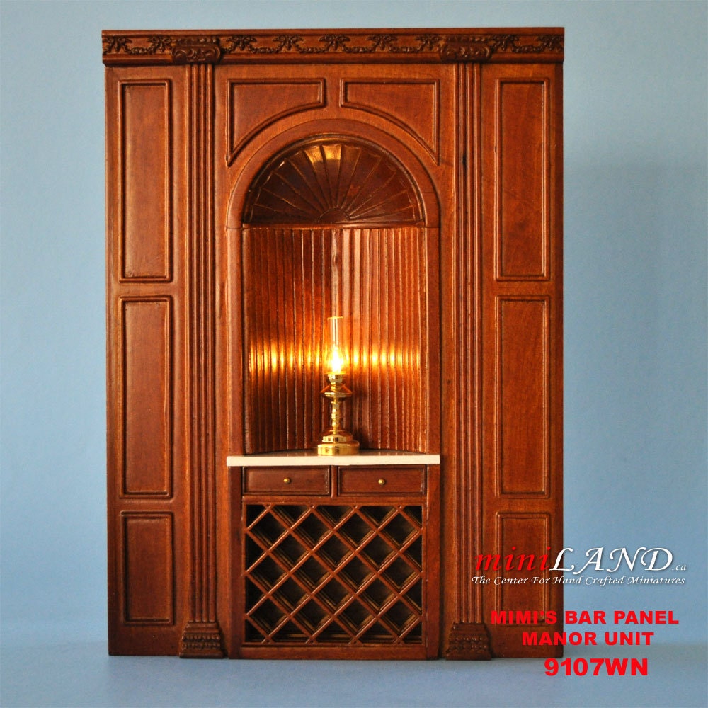 MANOR Bar wall panel unit 6.9" wide dollhouse miniature 1:12 scale