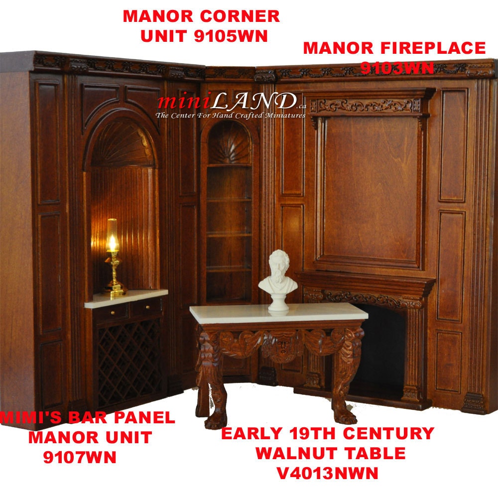 MANOR Bar wall panel unit 6.9" wide dollhouse miniature 1:12 scale