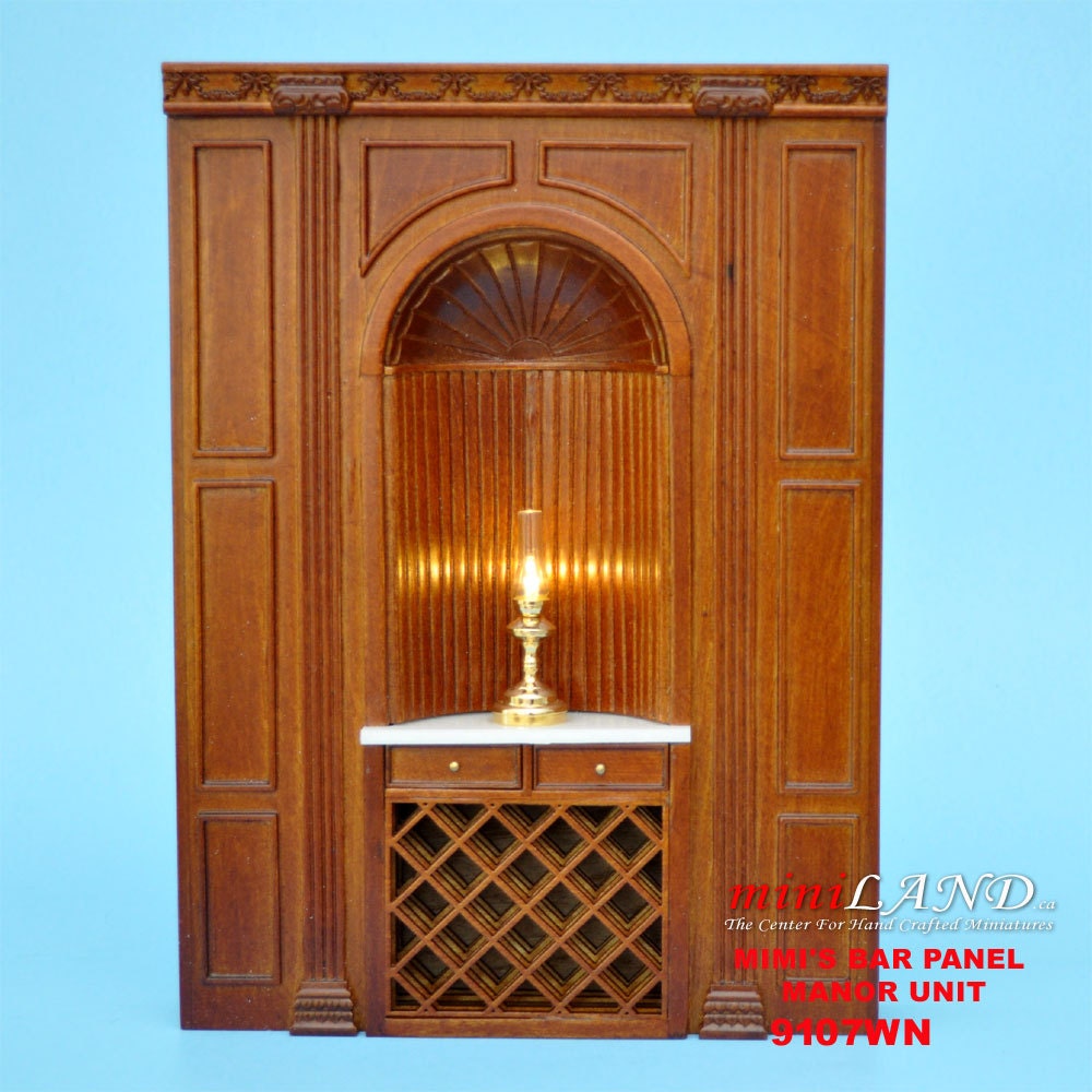 MANOR Bar wall panel unit 6.9" wide dollhouse miniature 1:12 scale