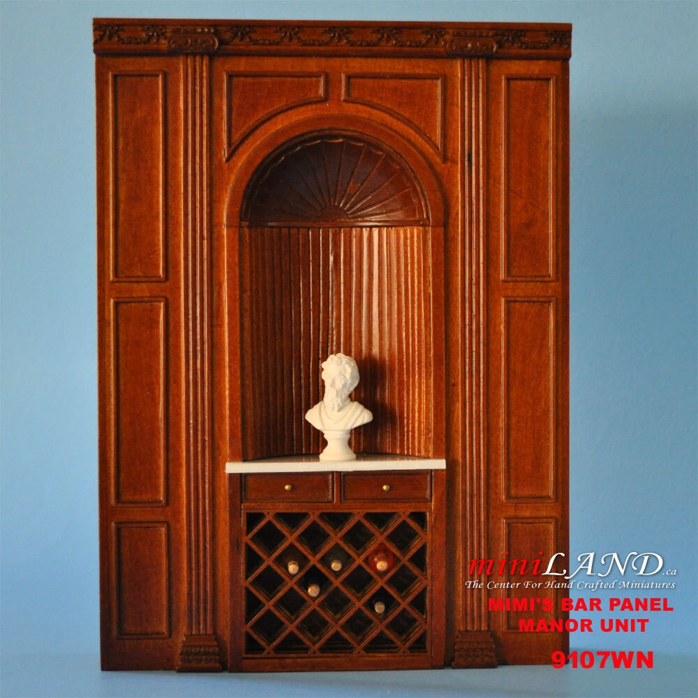 MANOR Bar wall panel unit 6.9" wide dollhouse miniature 1:12 scale