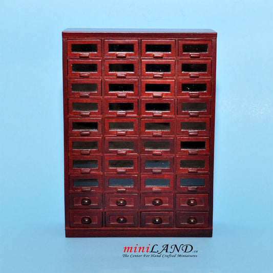 Store haberdasher counter 40 drawers unit Art Deco dollhouse miniature 1:12 scale Mahogany 1900-1950 V4033