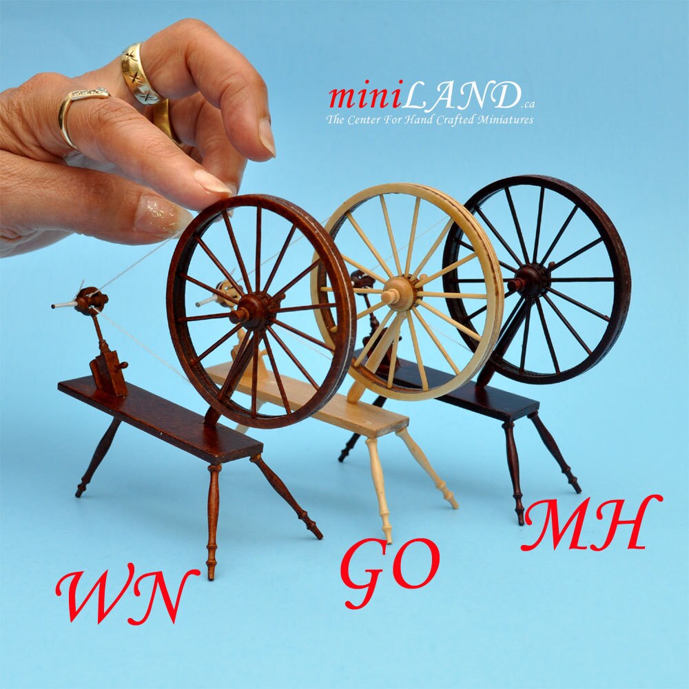 Miniature 18th Century Large Walking Wool Spinning Wheel, dollhouse 1:12 scale GO flax V4028