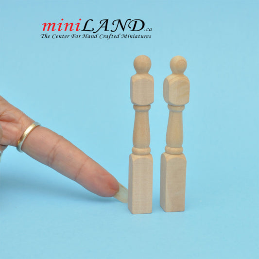 Newel Posts für Puppenhausminiaturen, 2er-Set, 3,5" hoch, Maßstab 1:12