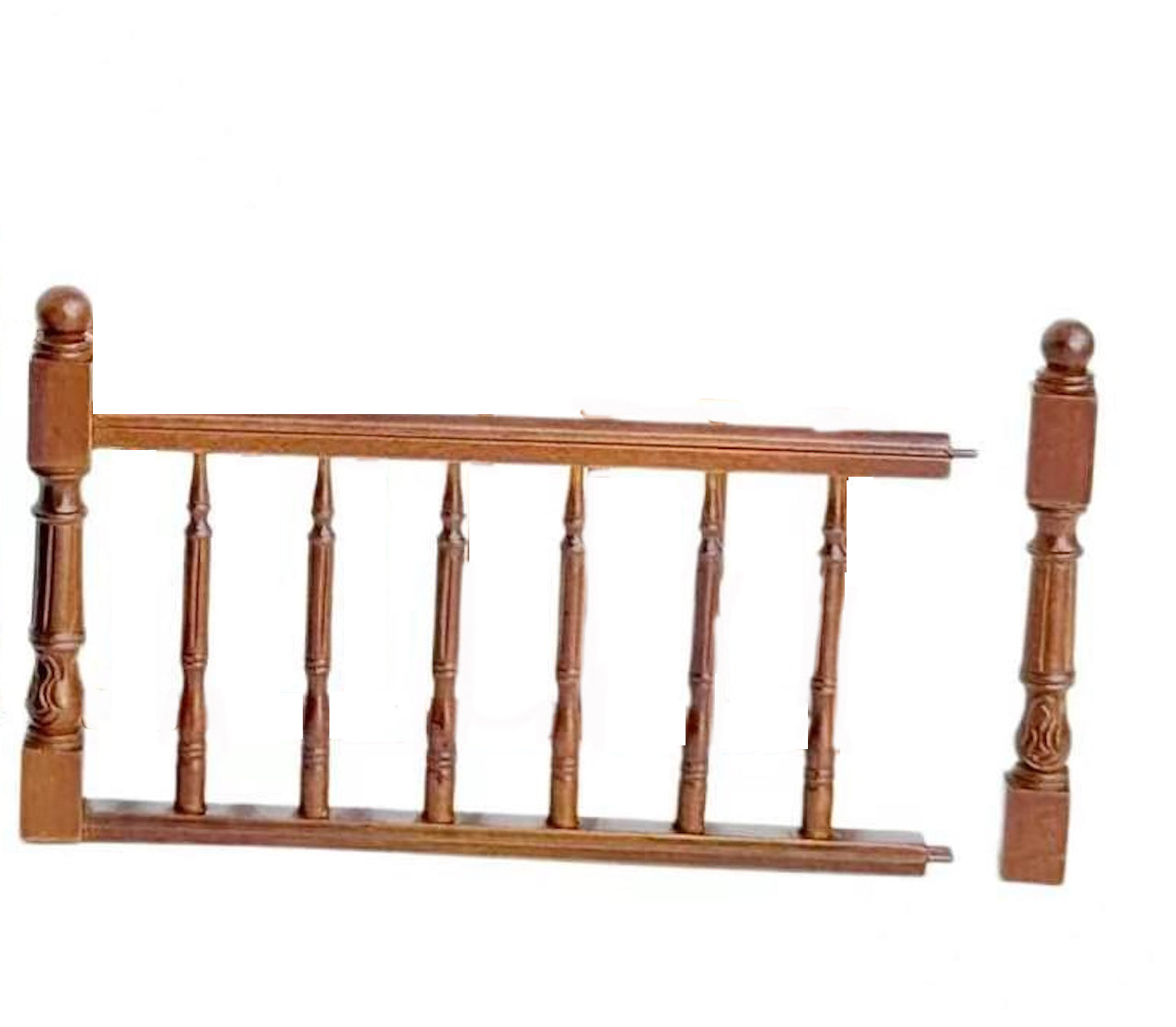 Hochwertige LINKE Barocktreppe 9"-10" 1:12 Miniatur-Holztreppe für Puppenstuben WN mit Geländer