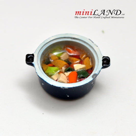 Pot with soup food for Dollhouse miniature 1:12 scale A