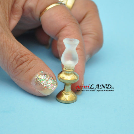 Gold side table oil lamp dollhouse miniature 1:12 scale