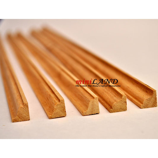 Crown Molding dollhouse miniature trim 5pc 50cm x 10x10mm Hardwood 1:12 scale