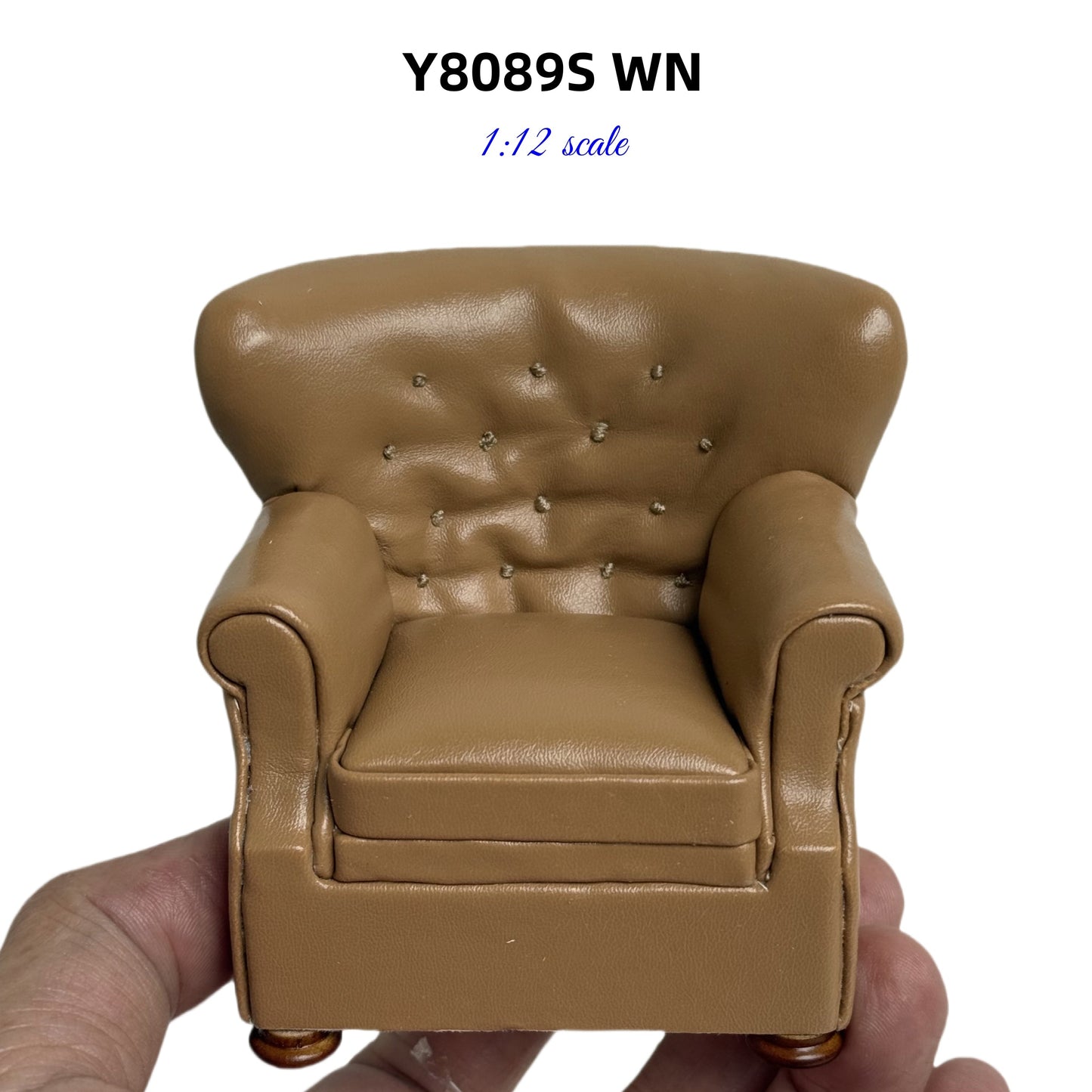 English Armchair for dollhouse miniature 1:12 scale "Camel Brown" chair