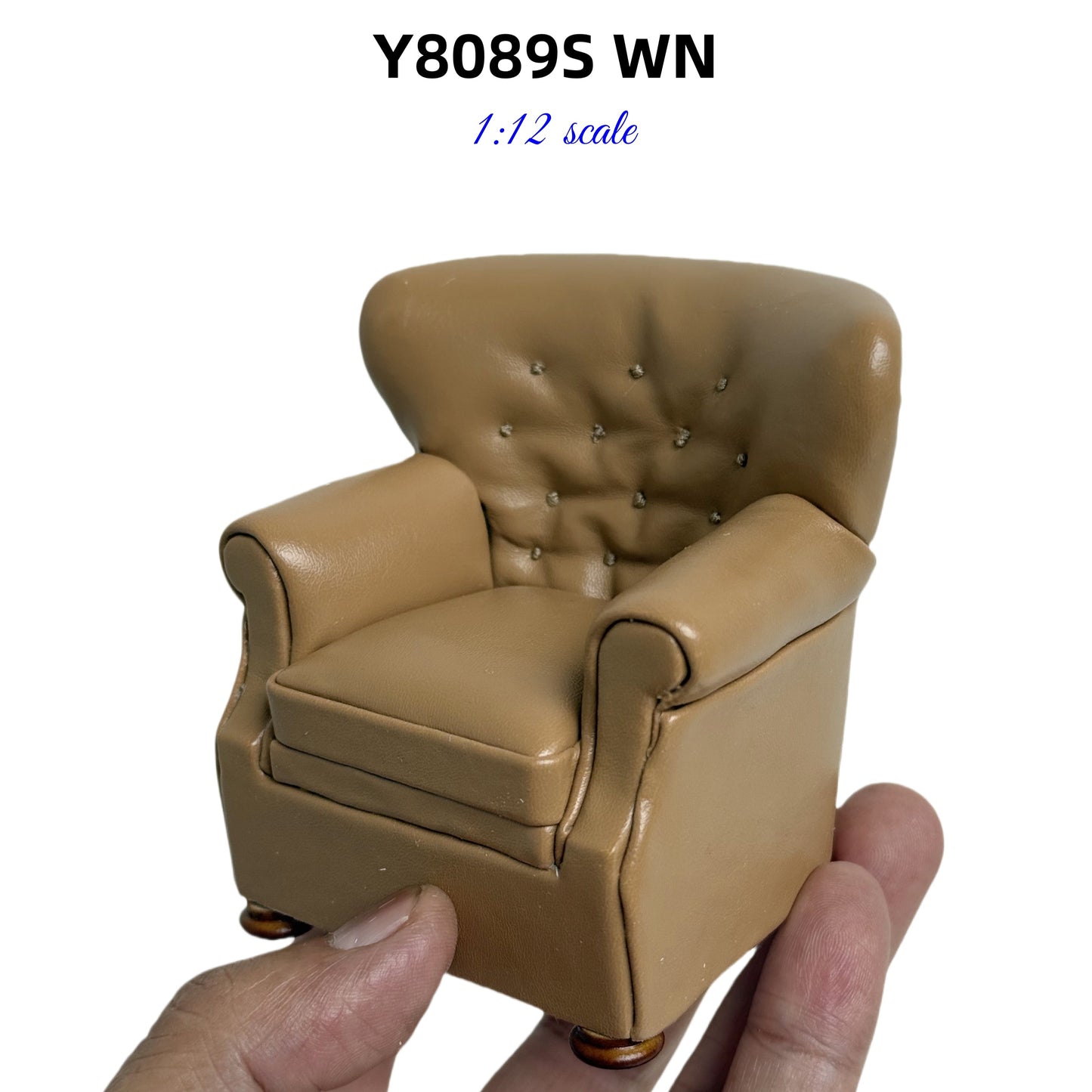 English Armchair for dollhouse miniature 1:12 scale "Camel Brown" chair