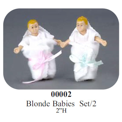 BLONDE 2pc BABIES vinyl doll 2"H  1:12 scale