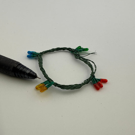 Miniature 12 Light Bulb String | 12V Dollhouse Christmas Tree Lights | Green Wire 24” CIRKITE
