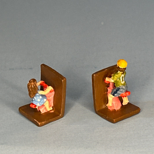 Miniature Hand-Painted Boy & Girl Bookends on Swings – 1:12 Scale