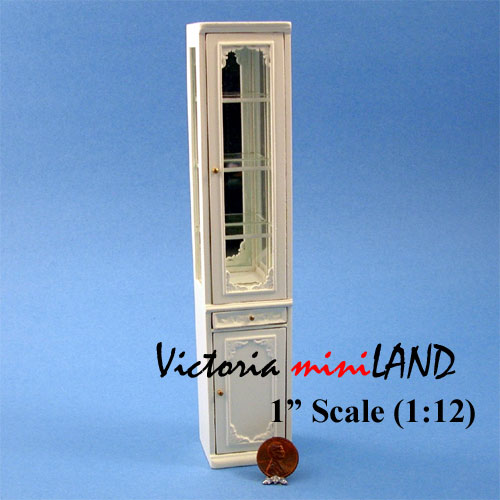 Meuble haut de gamme étroit pour maison de poupée miniature de la ligne 1900, échelle 1:12, en noyer