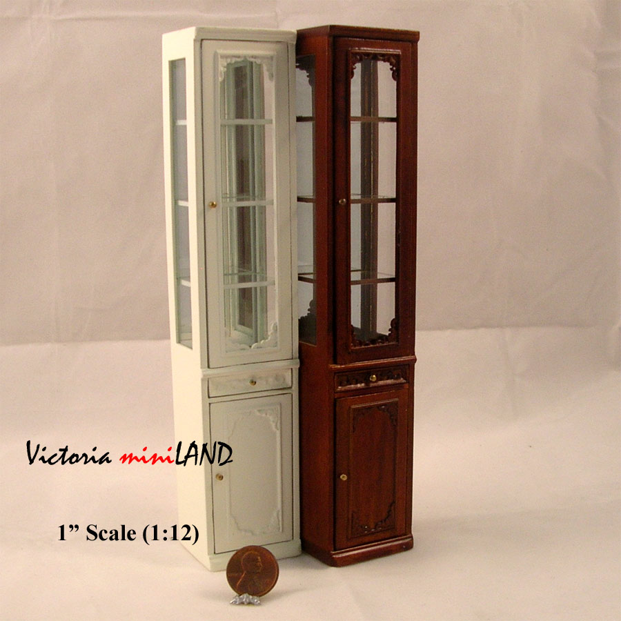 High End Narrow Cabinet for 1900 line dollhouse miniature 1:12 scale white