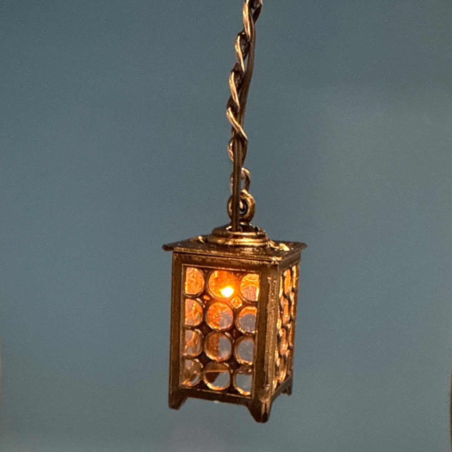 Lamp metal square die-cast 12V light for dollhouse miniature 1:12 light rare Vintage Outdoor style