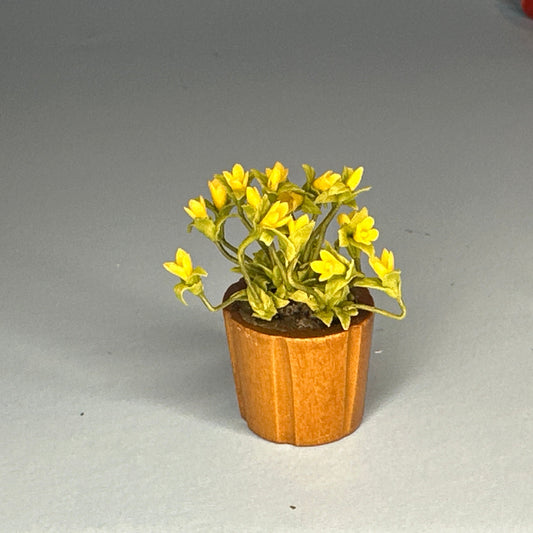 House potted  plant pot for dollhouse miniature 1:12 scale  large yellow
