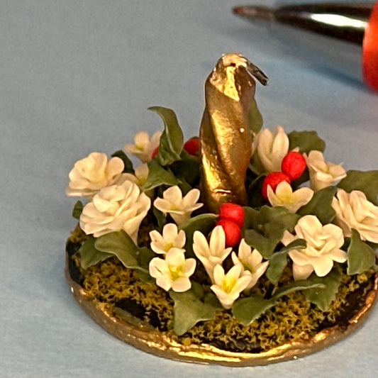 Miniature Christmas Centerpiece with Candles for Dollhouses