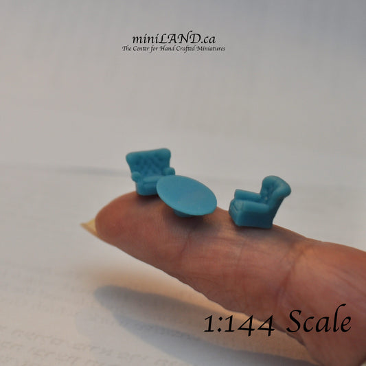 Living room set 3pcs set 1:144 scale unpainted 3D print victorian chair Armchair coffee table Acc225 Z08