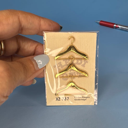 Heidi Ott Dollhouse Miniature Golden Clothes Hangers – Set of 3 (1:12 Scale)