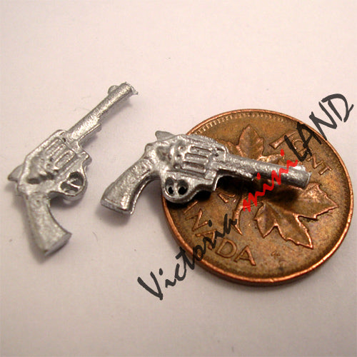 Pistolet revolver occidental 3/4"L miniature en métal non finie à faire soi-même pour maison de poupée - 2 pièces