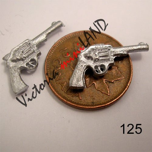 Pistolet revolver occidental 3/4"L miniature en métal non finie à faire soi-même pour maison de poupée - 2 pièces