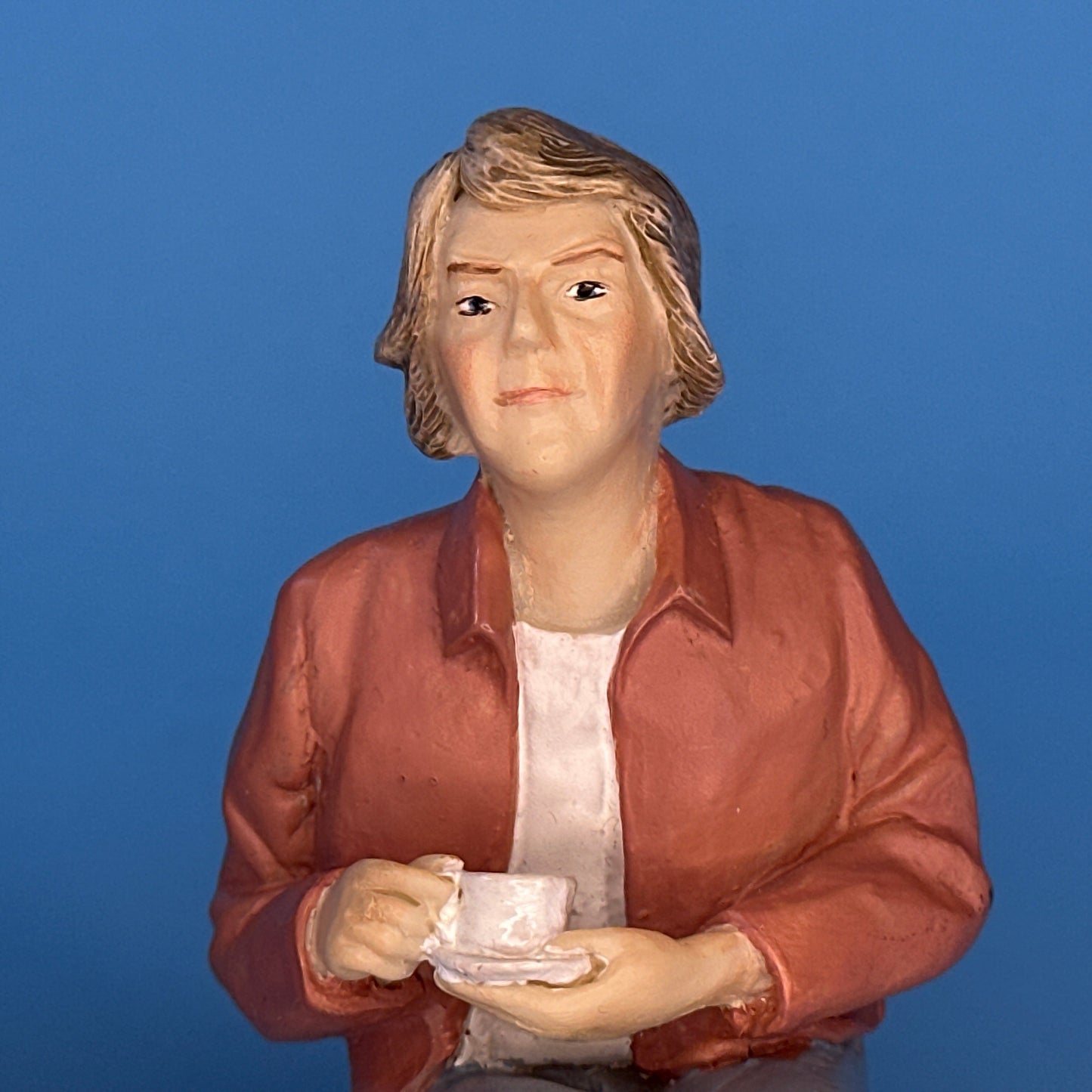 1” Scale Hand-Painted Resin Grandma Doll – Seated with Coffee