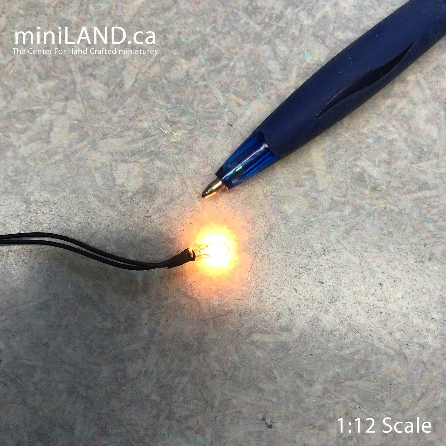 Small 12V white Bulb on 6"L black wire for 1:12 Dollhouse miniatures