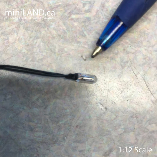 Small 12V white Bulb on 6"L black wire for 1:12 Dollhouse miniatures