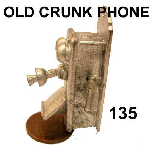 OLD CRUNK PHONE 2"H unfinished DIY metal miniature for dollhouse - Do it yourself