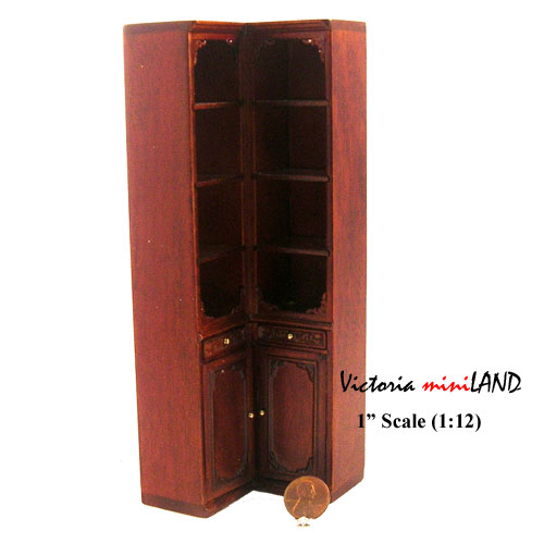 HighEnd Corner Shelving Unit for 1900 line dollhouse miniature 1:12 scale