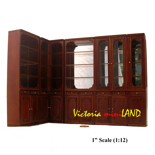 High End Narrow Cabinet for 1900 line dollhouse miniature 1:12 scale walnut