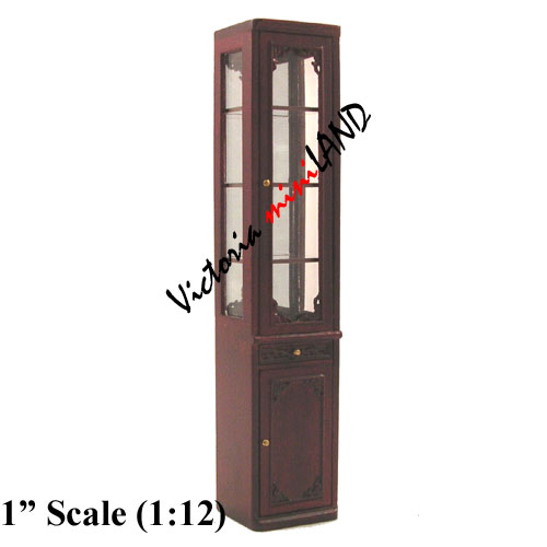 Meuble haut de gamme étroit pour maison de poupée miniature de la ligne 1900, échelle 1:12, en noyer