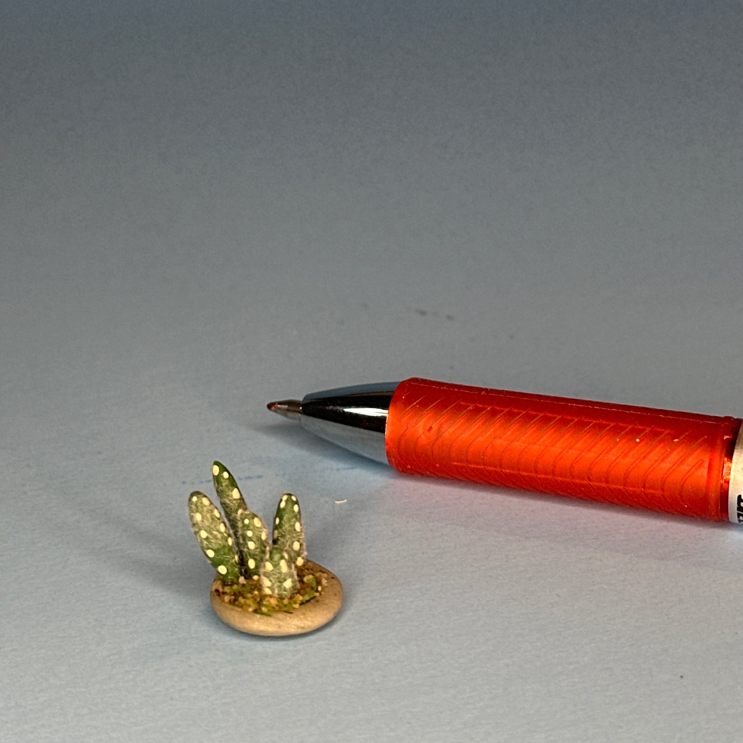 Miniature Handmade Cactus in a Shallow Pot – 1:12 Scale