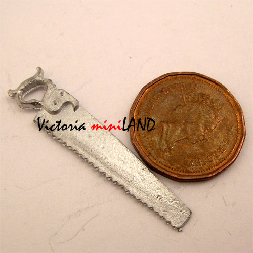 CARPENTER SAW  1-1/2"L unfinished DIY metal miniature for dollhouse - Do it yourself