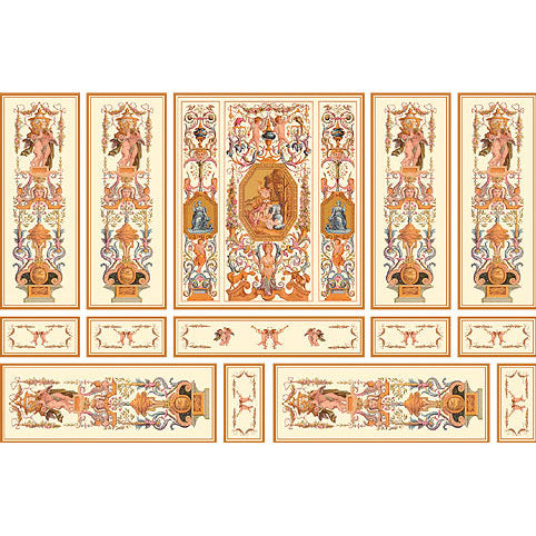 Deco Wall Panel Section for dollhouse miniature 1:12 scale - one sheet ang. yellow.