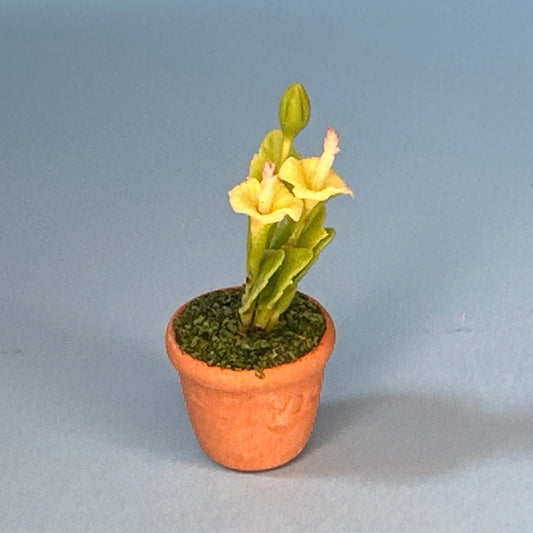 House potted  plant pot for dollhouse miniature 1:12 scale  Yellow Flowers