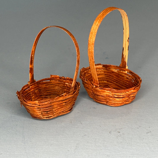 1:12 Scale Miniature Wicker Basket Set – 2 Pieces